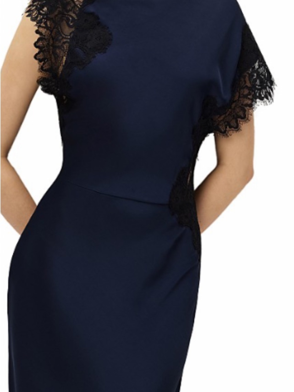 Elodie the Label Elegant and Soft Maris Blue with Black Lace Maxi Dress. NWT - Picture 3 of 10